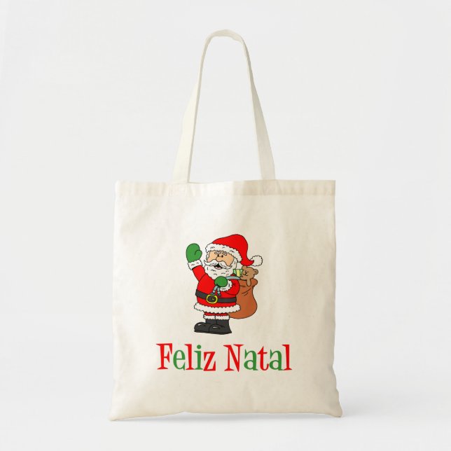 Bolso De Tela Feliz Natal Navidades de Portugal Santa María (Frente)