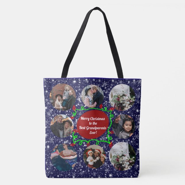 Bolso De Tela Feliz Navidad a los mejores abuelos, 8 fotos (Anverso)