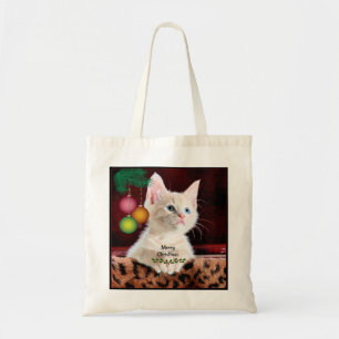 Bolso De Tela Feliz Navidad Adorable Gato Kitty