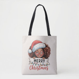 Bolso De Tela Feliz Navidad afroamericano Negro africano