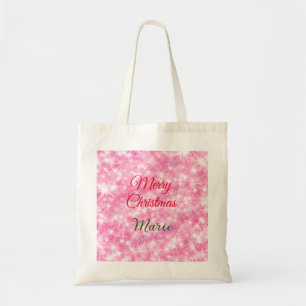 Bolso De Tela Feliz Navidad añadir nombre sagrado purpurina de b