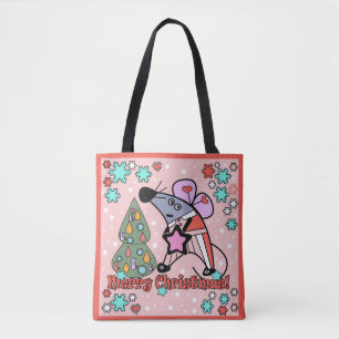 Bolso De Tela Feliz Navidad Año Nuevo Símbolo Mouse Personalizad