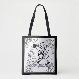 Bolso De Tela Feliz Navidad Año Nuevo Símbolo Mouse Personalizad