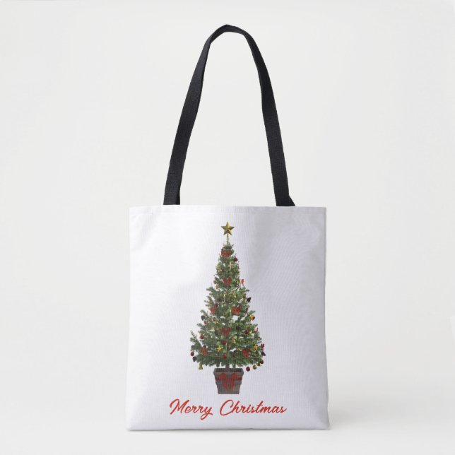 Bolso De Tela Feliz Navidad. Árbol de Navidad (Anverso)