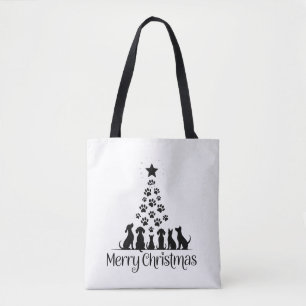Bolso De Tela Feliz Navidad árbol de patas amante de los perros