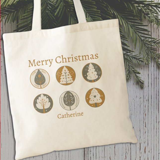 Bolso De Tela Feliz Navidad Árboles elegantes (Subido por el creador)