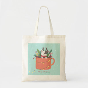 Bolso De Tela Feliz Navidad: Arte de Ilustracion de perro