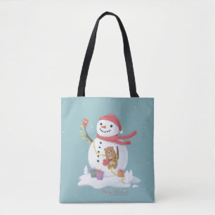 Bolso De Tela Feliz Navidad: Arte de Ilustracion en Snowman