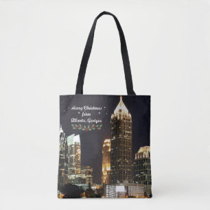 Bolso De Tela Feliz Navidad, Atlanta, Georgia Skyline