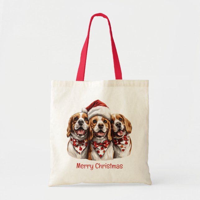 Bolso De Tela Feliz Navidad Beagle Dogs (Frente)