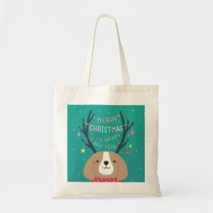 Bolso De Tela Feliz Navidad: Beagle Ilustracion Art
