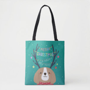 Bolso De Tela Feliz Navidad: Beagle Ilustracion Art