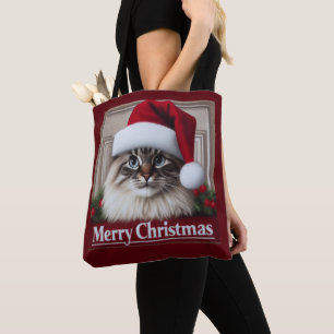 Bolso De Tela Feliz Navidad Birman Cat, Navidad Santa Birman Cat