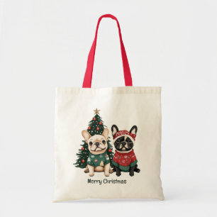 Bolso De Tela Feliz Navidad Bulldoges franceses