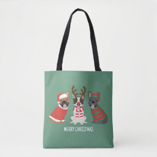 Bolso De Tela Feliz Navidad Bulldoges franceses