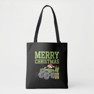Bolso De Tela Feliz Navidad Camión Monstruo Niño Xmas