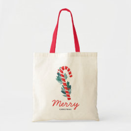 Bolso De Tela Feliz Navidad. Caramelos rojos de invierno