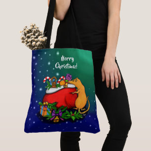 Bolso De Tela Feliz Navidad con el príncipe rata
