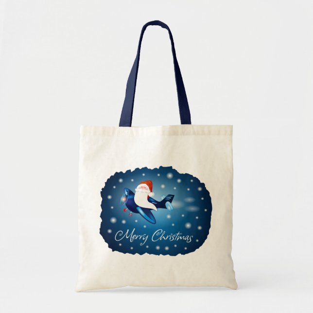 Bolso De Tela Feliz Navidad con Santa (Frente)