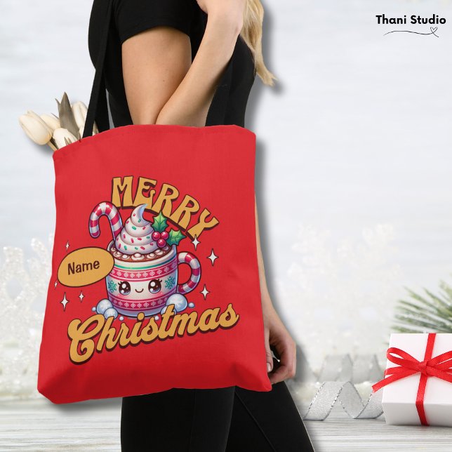 Bolso De Tela Feliz Navidad Cute Hot Chocolate Mug Family (Subido por el creador)