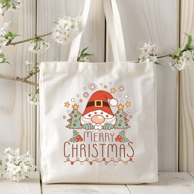 Bolso De Tela Feliz Navidad Cute Whimsical Festial Santa (Subido por el creador)