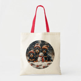 Bolso De Tela Feliz Navidad Dachshund Perros Snowman