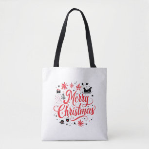 Bolso De Tela Feliz Navidad Diseño moderno Blanco y rojo