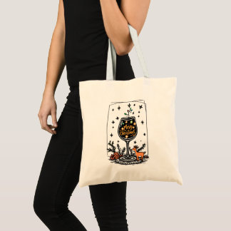 Bolso De Tela Feliz Navidad en un vaso de vino