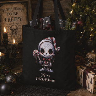 Bolso De Tela Feliz Navidad Esqueleto Gótico Fiesta Espeluznante