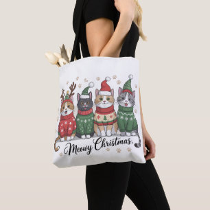 Bolso De Tela Feliz Navidad Gato Gatitos Lindos con Sombrero de 