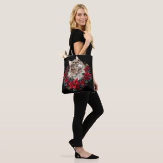 Bolso De Tela Feliz Navidad gato Maine Coon 