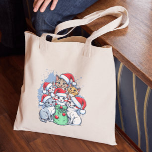Bolso De Tela Feliz Navidad Gatos, Meowy Navidad, Regalo Diverti