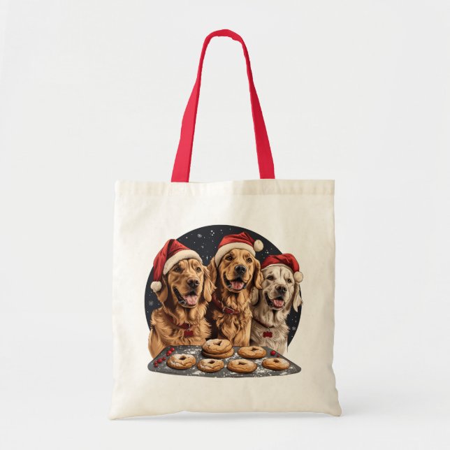 Bolso De Tela Feliz Navidad Golden Retriever Dogs Baking (Frente)