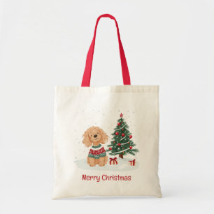 Bolso De Tela Feliz Navidad Goldendoodle Dog