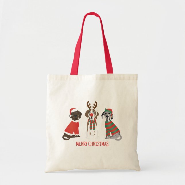 Bolso De Tela Feliz Navidad Grandes perros daneses (Frente)