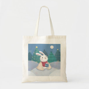 Bolso De Tela Feliz Navidad: Ilustracion conejo