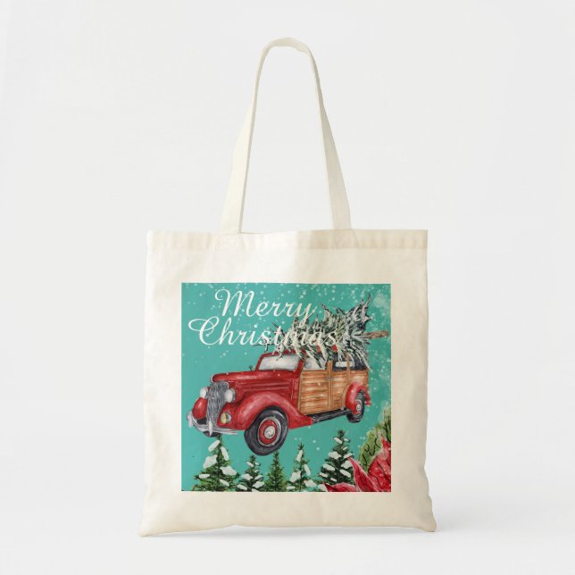 Bolso De Tela Feliz Navidad Invierno Snowfall Tote Bag (Frente)