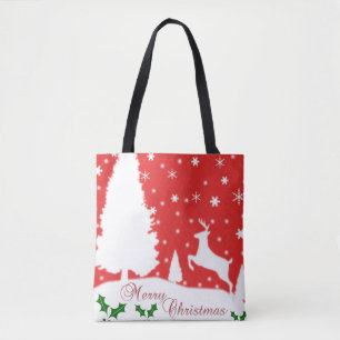 Bolso De Tela Feliz Navidad Invierno Snowflakes
