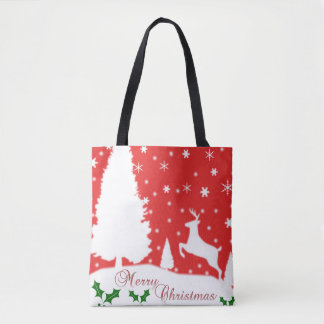 Bolso De Tela Feliz Navidad Invierno Snowflakes