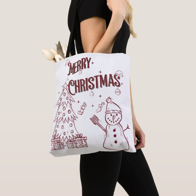 Bolso De Tela Feliz Navidad juguetona (Detalle)