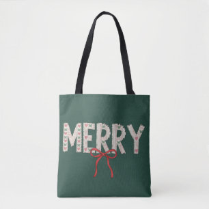 Bolso De Tela Feliz Navidad Lazo Elegante Coquette Invierno