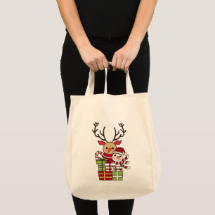 Bolso De Tela Feliz Navidad lindo personalizado reno regalo de m