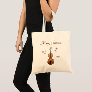 Bolso De Tela Feliz Navidad Musical Snowflings Violín