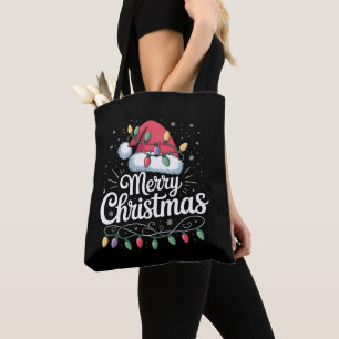 Bolso De Tela Feliz Navidad navideña enciende a la familia Santa
