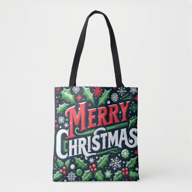 Bolso De Tela Feliz Navidad negro (Anverso)