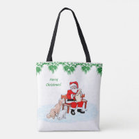 Feliz Navidad - Papá Noel con gato y perro
