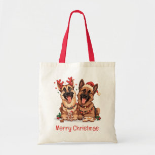 Bolso De Tela Feliz Navidad Pastor Alemán de Pastores