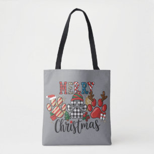 Bolso De Tela Feliz Navidad Perros Mamá Perros Patas 