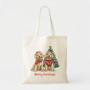 Bolso De Tela Feliz Navidad Perros recuperadores de oro