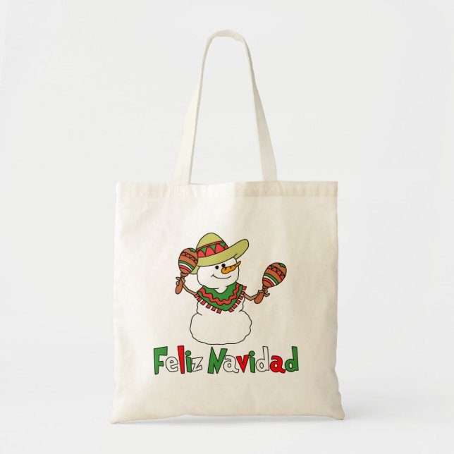 Bolso De Tela Feliz Navidad Personalizado Snowman Sombrero Marac (Frente)